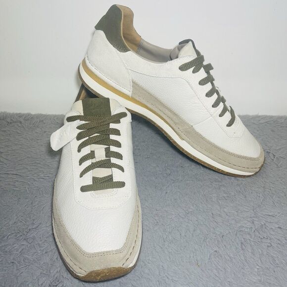 Clarks Other - Clarks White Sneakers with Olive Accents